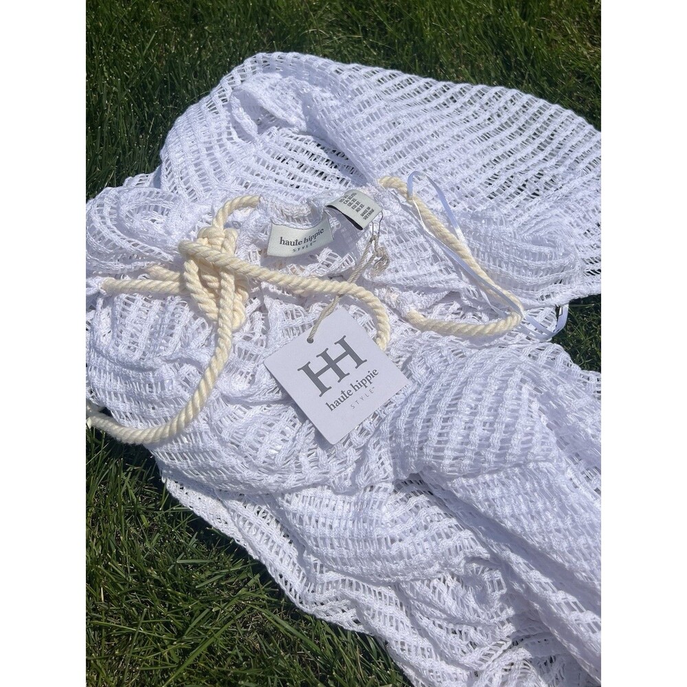 Haute Hippie‎ Women’s Crochet White Cover Up Beach Swim Vacation Festival NWT XL